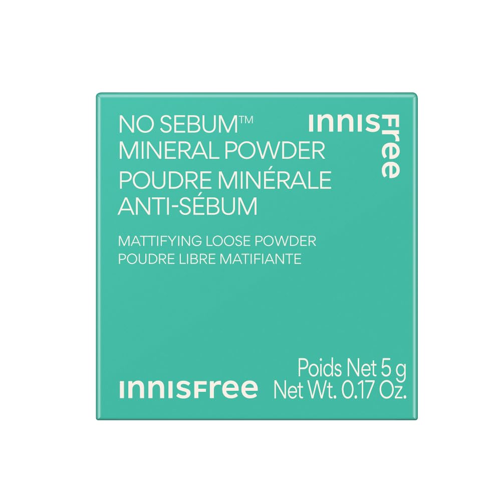 innisfree No Sebum Matte Mineral Powder, Korean Loose Setting Powder for Blurring, Shine Control, Fragrance-Free, Translucent