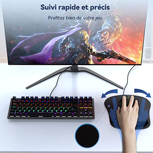 TECKNET Mouse Pad, Ergonomic Mouse Mat with Wrist Rest, Mousepad with Memory Foam, Wear-resistant, Washable, Perfect for Computer, Office, Work