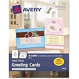 Avery 3265 Greeting Cards, Inkjet, 5-1/2-Inch x8-1/2-Inch, 20/BX, Matte White