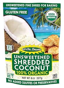 Let's Do...Organic Shredded, Unsweetened Coconut, 8 Ounce Packages (Pack of 12)