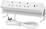 BQO Desk Power Socket Strip 3 UK Plugs USB A C 15.5W Aluminum 6.56FT Home Office view 1