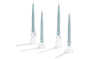 LampLust Taper Candle Holders, Set of 4 Clear Glass Candle Holders, 2.25 & 4.25 Inch, Coffee Table Decor, Candle Holder Decor for Table Centerpieces, Valentines Day Decorations, Wedding Table Decor