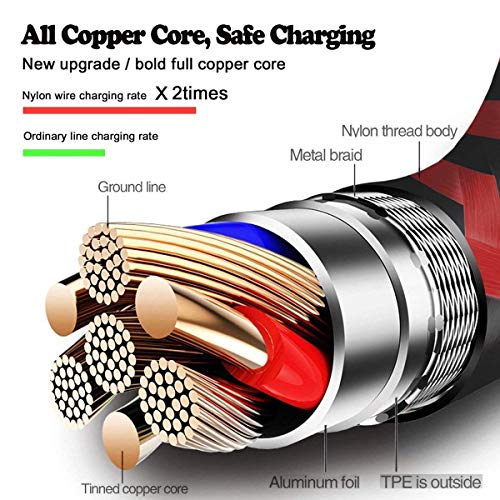 iPhone Charger, Lightning Cable, 4Pack (3FT 6FT 6FT 10FT) to Syncing Data and Nylon Braided Cord Charger Compatible with iPhone/XS/XR/X/8/8 Plus/7/7 Plus/6S/6 Plus/iPad iPod More (Black&Red) - Thumbnail 4