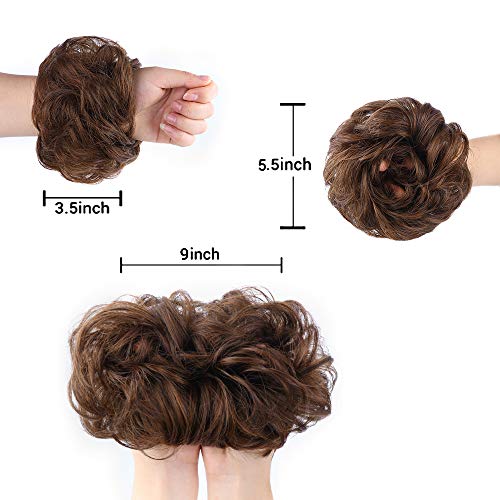 MORICA Messy Bun Hair Scrunchies 2PCS Messy Bun Hair Piece for Women Curly Wavy Scrunchy Updo Bun Extensions(Color:2/30#) - Thumbnail 3