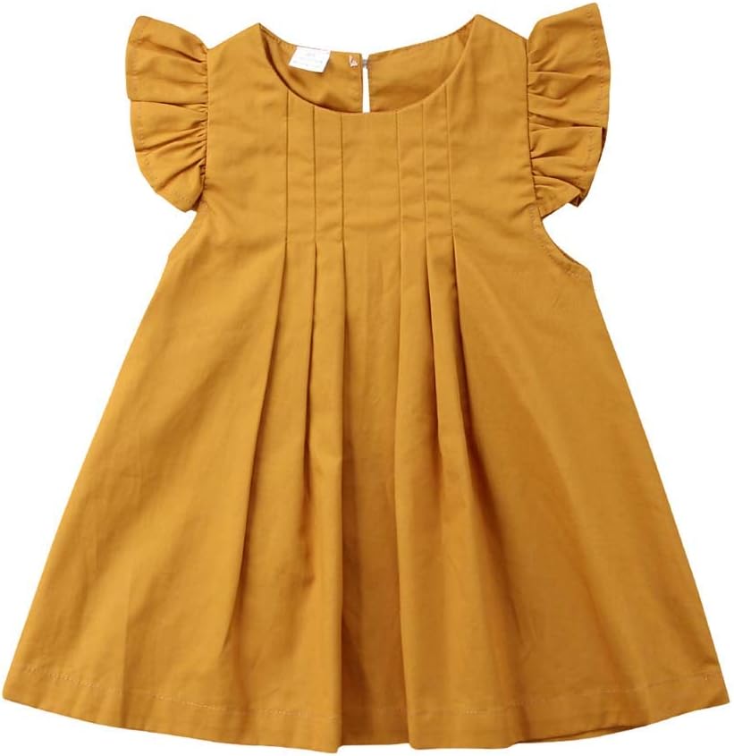 Infant Baby Girls Dress Fly Sleeve Tops Floral Shorts Casual Solid Ruffle Princess Tutu Dress 0-6 Years Summer Outfits