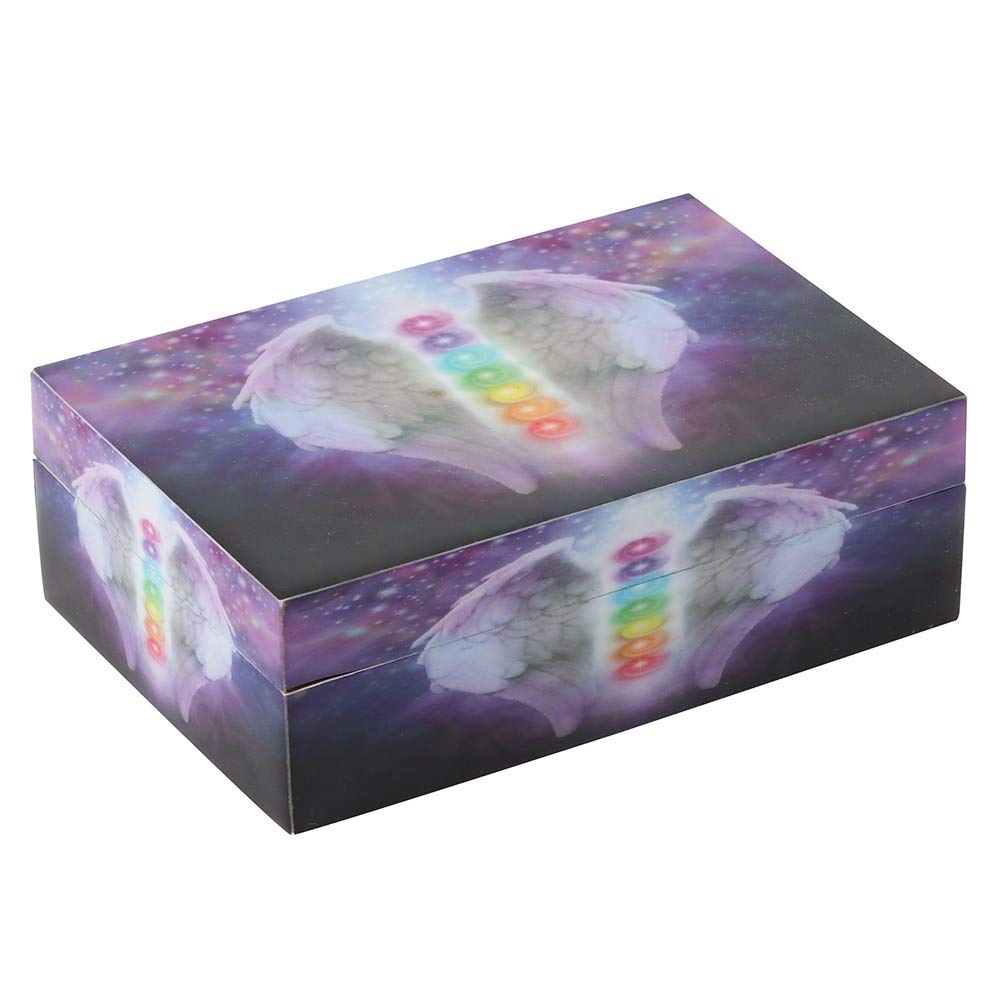 New Age Angel Wings Chakra Trinket Box Secret Stash Home Ornament Decoration