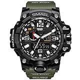 Richermall Men's Sports Analog Quartz Watch Dual Display Waterproof Digital Watches with LED Backlight relogio masculino (Army Green)