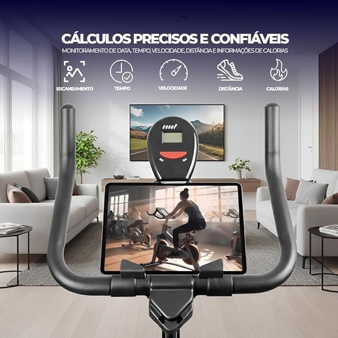 VINCS Bicicleta Ergométrica Bike Spinning Silenciosa Premium p/Casa Academia | Fitness, Emagrecimento e Cardio | Assento Ajustável, Painel Monitor, Regulagem de Carga, Design Confortável Bike Ergometrica