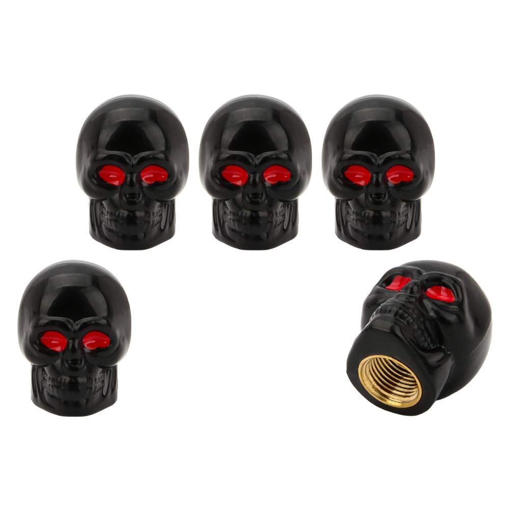 SENZEAL 5x Tyre Valve Caps Copper Dust Caps for Car Bike Motorbike Valve Stem Cover Skull Design