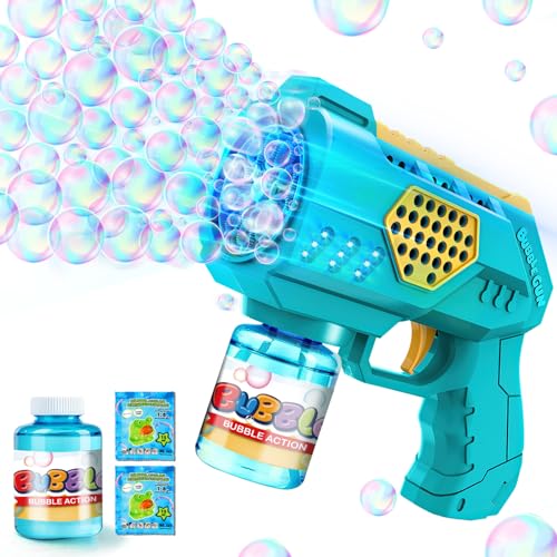 Vansky Bubble Machine Bubble Gun Children: Bubble Gun with 110 ml Tank & LED Light 8000+ Soap Bubbles Easy to Use for Outdoor Games Garden Toy (3+ Years)