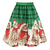 NREALY Skirts Womens Christmas Santa Print Elegant