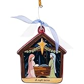Glory Haus Oh Night Divine Nativity Puff Christmas Tree Ornaments - Hand-Painted Ceramic Flat Christmas Ornaments for Tree, Nativity Decorations for Home, Unique Decorative Hanging Trinket