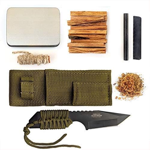 Kaeser Wilderness Supply Tactical Survival Kit Fixed Blade Combat Knife Fatwood Ferro Rod Camping Hunting Emergency