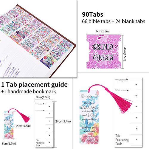 Floral Bible Tabs Laminated with Matte Film, Large Print Easy to Read ...