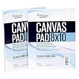 Artlicious - 8x10 Canvas Pads, 10 Sheets, 100% Duck Canvas, Triple Primed, Alternative to Stretched Canvas, Panels or Boards (2 Pads)