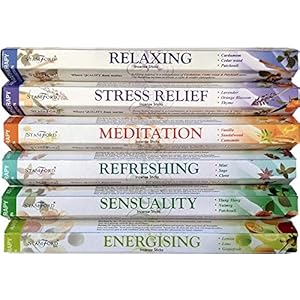 STAMFORD INC. 37322 Premium Aromatherapy Hex Range Incense Sticks – Relaxing, Stress Relief, Meditation, Refreshing, Sensuality & Energising Incense gift pack.