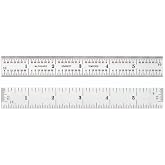 Starrett Spring Tempered Steel Rule, 6" Length, 4R Grad, 3/64" Thick | With Satin Chrome Finish, Quick Reading, Inch Graduation, C604RE-6