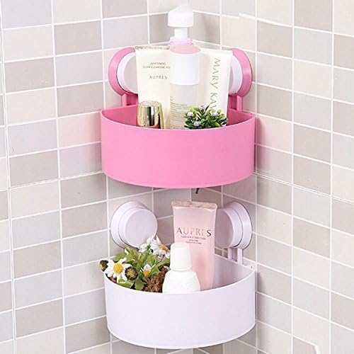 Dealcrox New Plastic Interdesign Bathroom Kitchen Storage Organize Shelf Rack Triangle Shower Corner Caddy Basket with Wall Mounted Suction Cup (Random Color) - 1 Pcv
