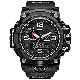 Bounabay Men's Military Digital Sport Watch Water Resistant Outdoor LED Back Light Display,Black