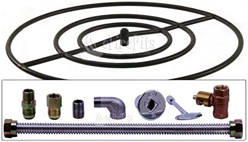 Spotix HPC Round Fire Pit Burner Kit (FP30KIT-NG-MSCB), 30-Inch Burner, Match Light, Cold Rolled Steel, Natural Gas