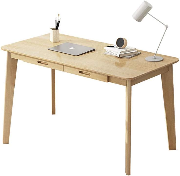 Alaeo Wood PC laptop computer desk home office computer desk bedroom student study desk with drawer stall work stations desk-100cm A