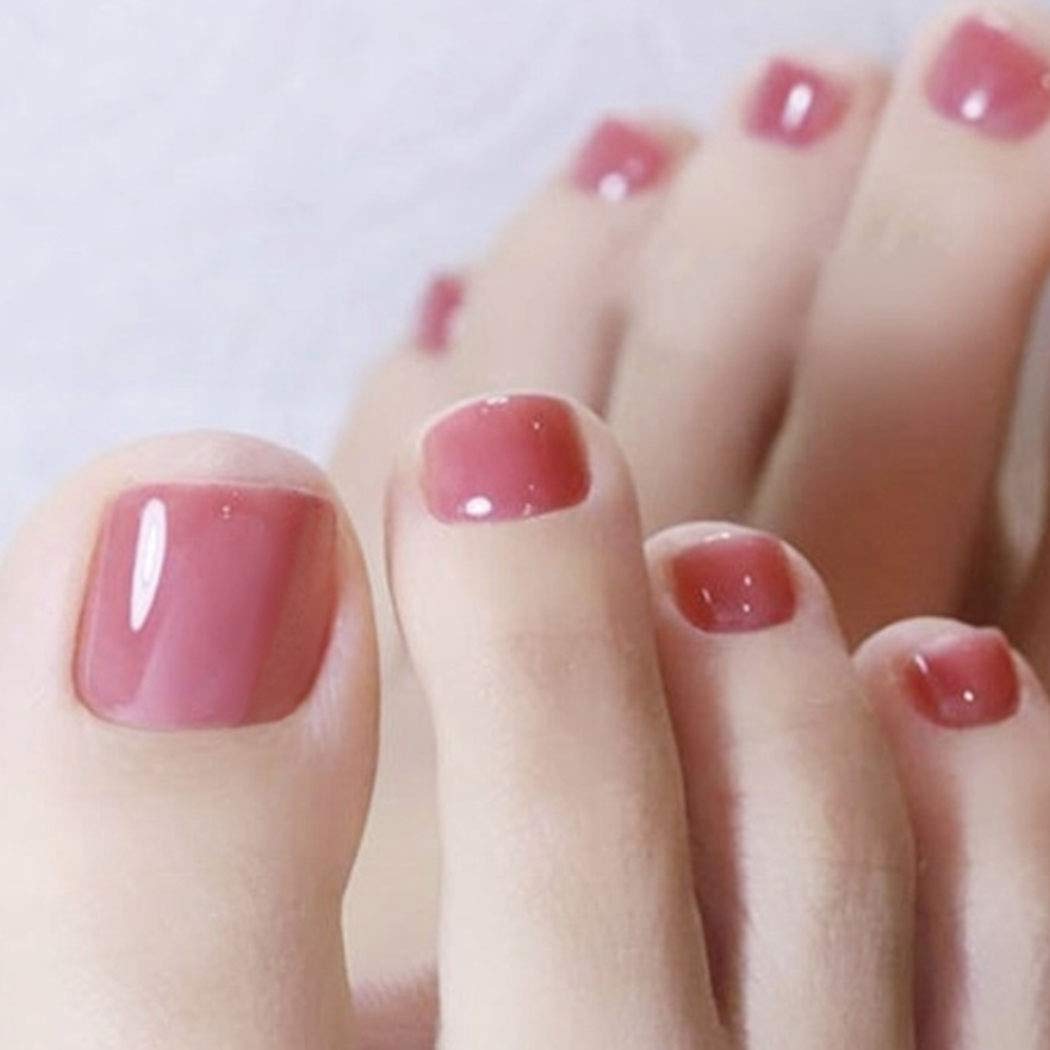 Amazon Com Zehory Glossy Press On Toenails Pink Short Square Fake Toenails Full Cover Acrylic False Toe Nails For Women And Girls 24pcs Pink Beauty