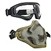 Infityle Airsoft Masks- Adjustable Half Metal Steel Mesh Face Mask and UV400 Goggles Set for Hunting, Paintball, Shooting (Desert, 1 Set)
