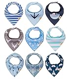 Baby Bandana Drool Bibs 9-pack for Boys, Girls,Unisex for Infant, Toddlers,