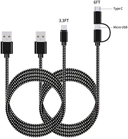 CHANGBAO USB Type C Cable [2 Pack 6.0FT+3.3FT] Micro USB Cable with Type C Adapter Nylon Braided Charging Data Sync Cable compatible with Samsung Galaxy, Hawei, Google, Android Smartphones and more