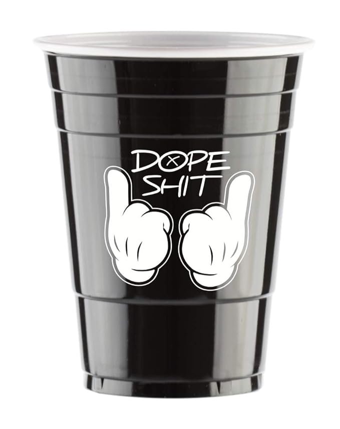 Red Celebration Schwarze Bechern Dope Logo 50 x Black Cups - Beer Pong American Party tassen Original 500 ml - Logos Student 