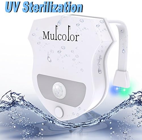 Toilet Light, Mulcolor Auto Motion Sensor Light Night Light with UV Sterilization, Two Modes with 16 Color Changing, Motion Activated in Darkness Only