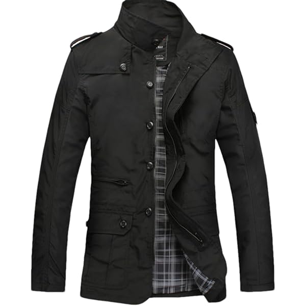 WenVen Homme Militaire Coupe-Vent Veste de Printemps Veste Classique WenVen Homme Militaire Coupe-Vent Veste de Printemps Veste Classique