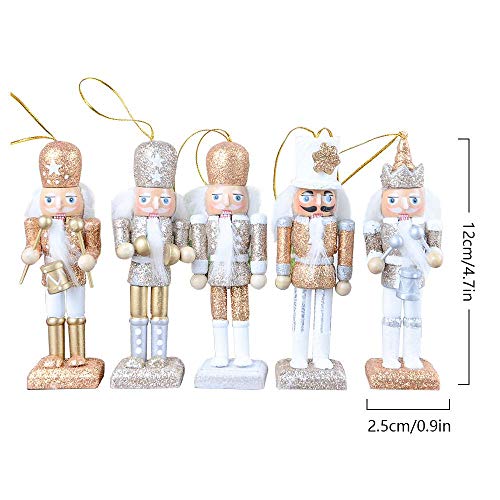 Womdee Christmas Nutcracker Ornaments Set, Wooden Nutcracker Figures Soldier Puppet Toy for Christmas Themed Party Outdoor Yard Tree Hanging Decorations, 12CM - Thumbnail 5
