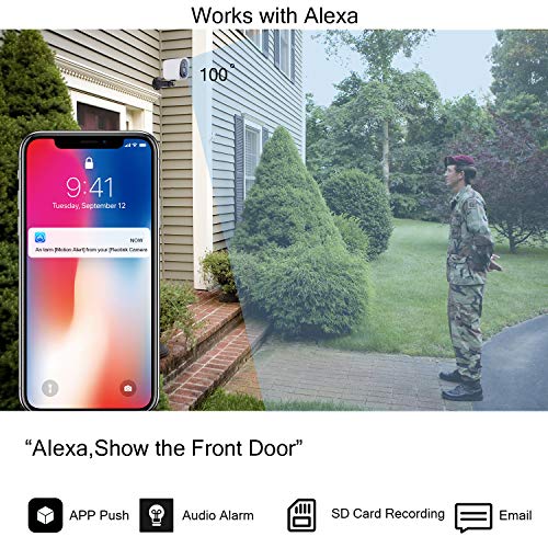CTVISON Outdoor Wireless Rechargeable Solar Powered Security Camera System,1080p HD 2-Way Audio Night Vision with PIR Motion Sensor SD Card Slot and Cloud Service,Compatible with Alexa - Thumbnail 5