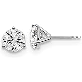 18k Yellow Or White Gold Or Platinum Certified Lab Grown Diamond VS+ F+ Round Complete Three Prong Stud Earrings