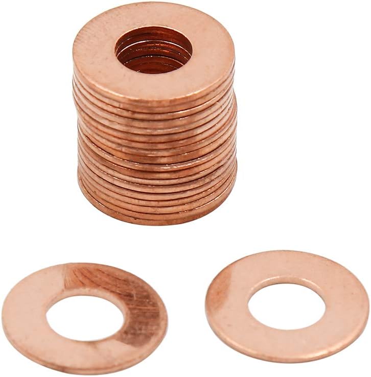 X AUTOHAUX 20pcs M8 x 18mm x 1mm Copper Flat Washer Sealing Ring for Screw, Copper Tone, 8*18*1mm
