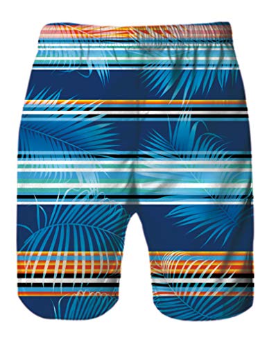 Belovecol Mens Hawaii Stripes Swim Trunks Summer Casual Athletic Beach Swimming Shorts L