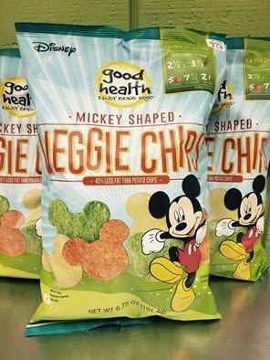 Disney Mickey Shaped Veggie Chips Vegetables 1 Big Bag 6.75oz Mickey Mouse 130 Calories for 35 Chips Kids Fun Healthy Snack