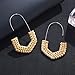 Rattan Earrings for Women Handmade Straw Wicker Braid Hoop Earrings Lightweight Wire Drop Dangle Earrings Fashion Jewelry (dark-geometric)