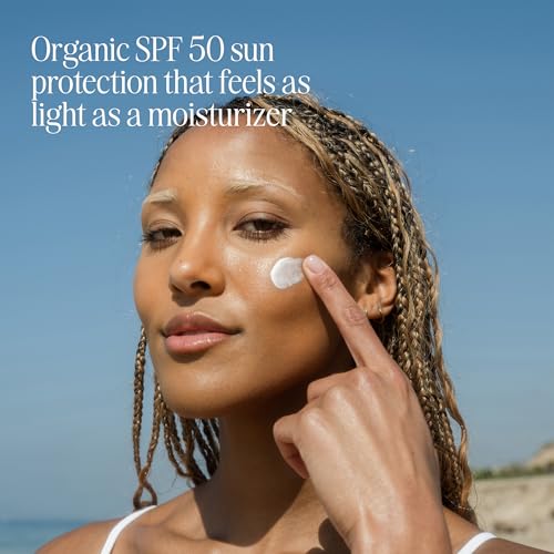 COOLA ORGANIC FACE SUNSCREEN SPF 50 SUNBLOCK LOTION, DERMATOLOGIST TESTED SKIN CARE FOR DAILY PROTECTION, VEGAN AND GLUTEN FREE, FRAGRANCE FREE, 1.7 FL OZ.