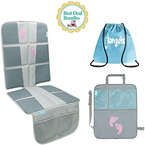 Child Car Seat Protector- Enhanced Padded Booster Seat Cover for Vehicles-Waterproof Seat Protectant for Baby or Toddler-Extra Large Storage Pocket-Prevents Dirt and Damage (3 in 1 Grey)