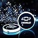 LED Car Cup Holder Lights, Car Logo Coaster with 7 Colors Changing USB Charging Mat, Luminescent Cup Pad Interior Atmosphere Lamp Decoration Light for Chevrolet (2 PCS)