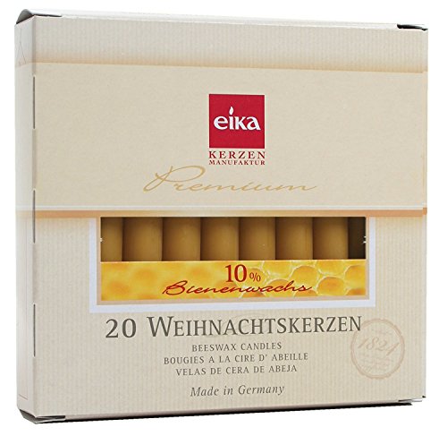 Eika Set of 20 Christmas Tree Angel Chime Pyramid 10% Beeswax Candles High 10.5 cms, Ã˜ 1.25 cms Made in Germany