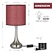 HAITRAL Table Lamps Set of 2 - Vintage Nightstand Lamps, Small Bedside Desk Lamps for Bedroom, Living Room, College Dorm, Kids Room with Metal Base and Fabric Lamp Shade - Dark Red (HT-BTL06-2R)