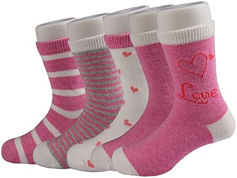 Toddler Girl Socks Fashion Stripe Crew Seamless Socks -5 Pairs ChigenBird (M;6-8 years)