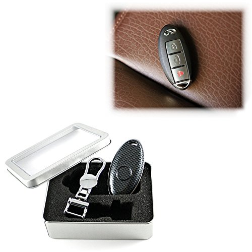 Carbon Fiber Pattern Key Chain FOB Case Shell For Infiniti Nissan 3/4/5 Butoons Remote Smart Key