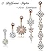 FIBO STEEL 10 Pcs 14G Stainless Steel Dangle Belly Button Rings Navel Barbell Body Jewelry Piercing