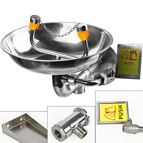 Stainless Steel Emergency Eye Wash Station Safety Wall Mounted Eye Wash Washer Professional Eye Wash Bowl Washer US - Thumbnail 2