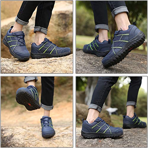 EXEBLUE Men\'s Work Shoe Steel Toe Safety Shoes - Slip Resistant Working Sneakers for Outdoor Blue