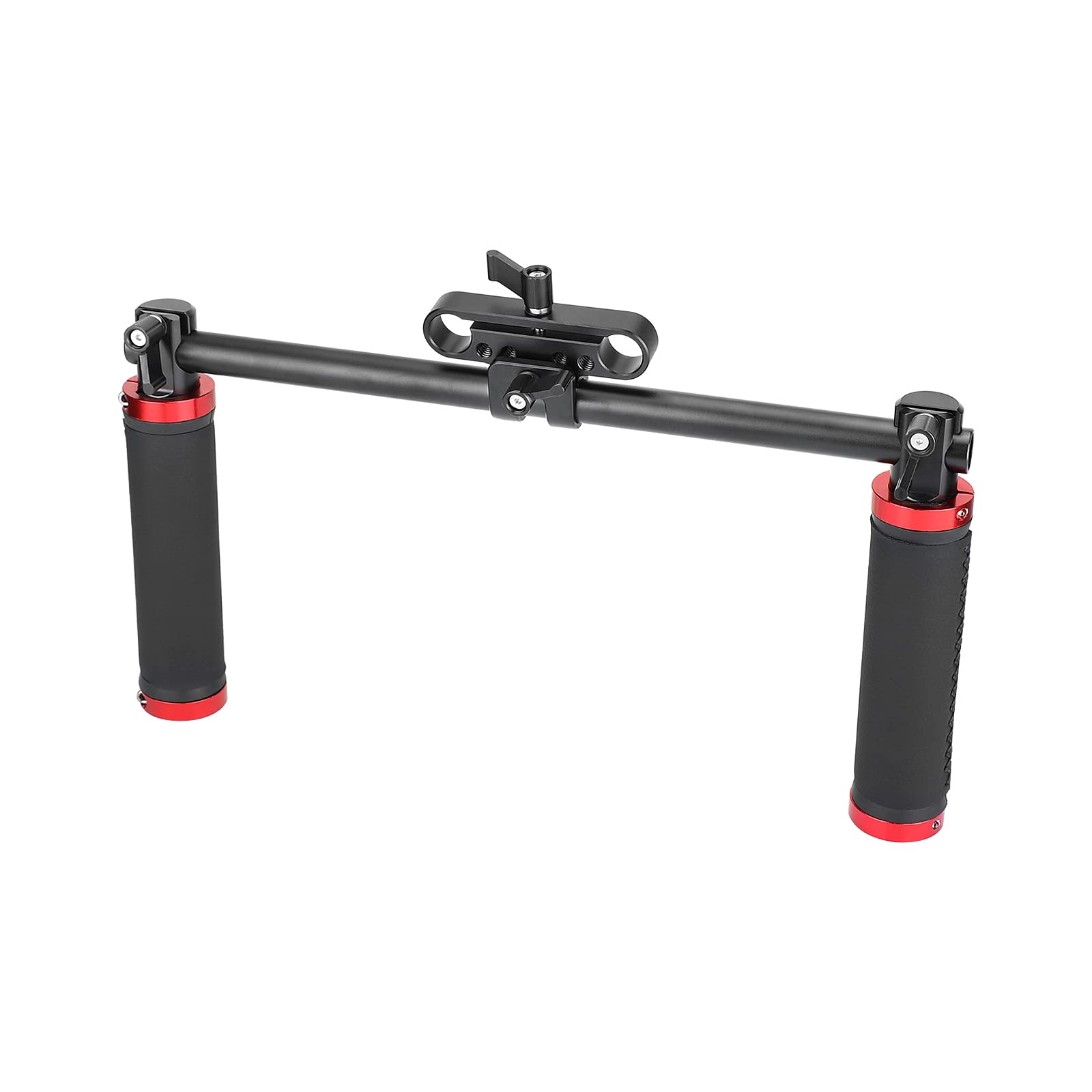 SZRIG Handle Grips Front Handbar Clamp Mount with 15mm Rod Clamp for 15mm Rod Support System Shoulder Rig(Red)